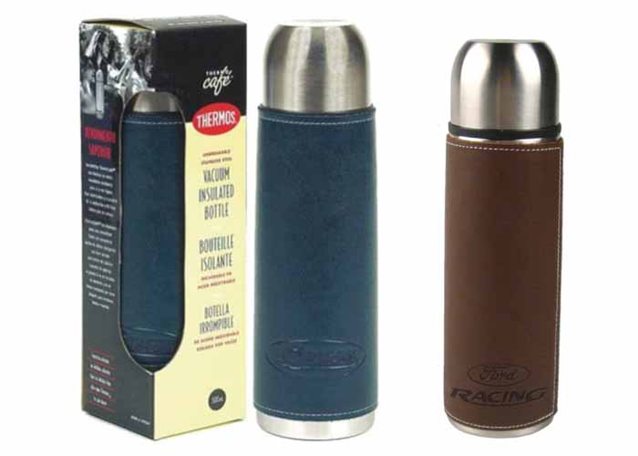 5536 - 16 oz. Leather or Leatherette Wrapped Vacuum Bottle