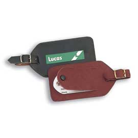 Luggage Tag with Button Security Flap